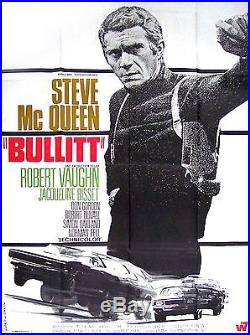 BULLITT STEVE McQUEEN ROBERT VAUGHN vintage movie poster 48x64
