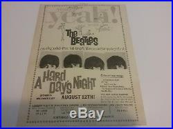 Beatles 1964 Hard Days Night La Area Movie Flyer Vg Tape Trim Tears Rare Vtg