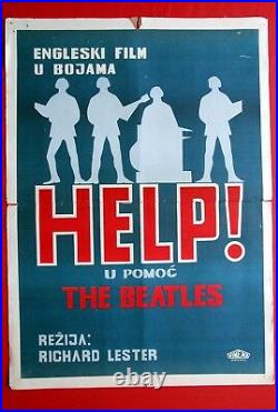 Beatles Help! Lennon Mccartney Starr 1965 Lester Vintage Rare Exyu Movie Poster