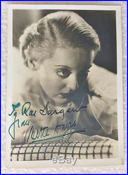 Bette Davis Vintage 30's Sepia Photo Signed Autograph Hollywood Posters