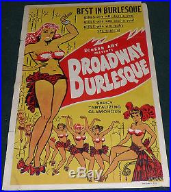 Broadway Burlesque 1951 Original 1 Sheet Movie Poster Vintage Rare Dancing