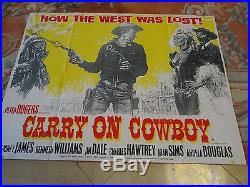 Carry On Cowboy Vintage Original 1965 UK Quad Poster-very good condition