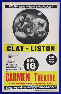 Cassius Clay Vs. Sonny Liston Vintage 1964 Boxing Fight Poster