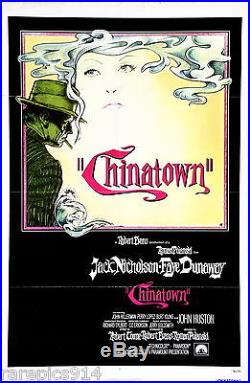 Chinatown Jack Nicholson Vintage Original Rare TriFold 1Sheet Movie Poster 1974