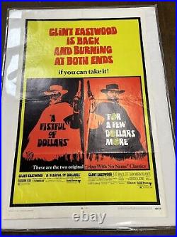 Clint Eastwood Vintage Duo Movie Poster 1969 Fistful Of Dollars/Few Dollars More