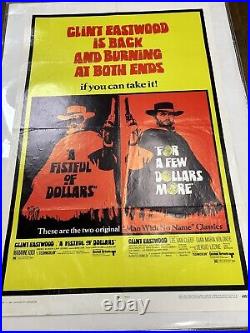 Clint Eastwood Vintage Duo Movie Poster 1969 Fistful Of Dollars/Few Dollars More