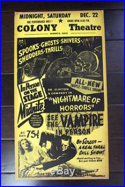 Colony Theater Nightmare of Horrors (USA) 27 x 14 Vintage Theater Poster