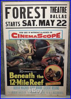 DEEP SEA DIVING 1953 movie poster BENEATH THE 12-MILE REEF/FOREST THEATRE DALLAS