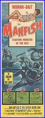 DEEP SEA SCUBA DIVING original 1956 14x36 movie poster LON CHANEY JR/MANFISH