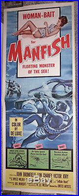 DEEP SEA SCUBA DIVING original 1956 14x36 movie poster LON CHANEY JR/MANFISH