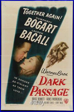 Dark Passage Original Vintage Movie Poster Humphrey Bogart Becal