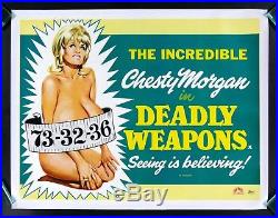 Deadly Weapons Cinemasterpieces Uk Vintage Adult Movie Poster Boobs Breasts