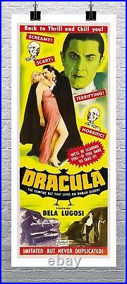 Dracula 1931 Vintage Horror Movie Poster Rolled Canvas Giclee Print 17x38 in