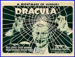 Dracula RARE Original Vintage Horror Half Sheet Movie Poster Bela Lugosi 1947