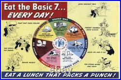 Eat the Basic 7 Every Day! 1943 WWII Nutrition Food Poster Wall Art Print