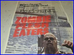 Extremely Rare Australian (1980) Flesh Eaters Horror Movie Poster 30×14 Vintage