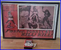 FASTER PUSSYCAT KILL! KILL! Movie Poster Vintage 35X23 Russ Meyer SIGNED + VHS