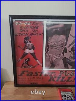 FASTER PUSSYCAT KILL! KILL! Movie Poster Vintage 35X23 Russ Meyer SIGNED + VHS