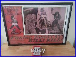 FASTER PUSSYCAT KILL! KILL! Movie Poster Vintage 35X23 Russ Meyer SIGNED + VHS