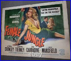 FEMALE JUNGLE 1956 ORIGINAL 22x28 VINTAGE Movie Poster-Jayne Mansfield FILM NOIR