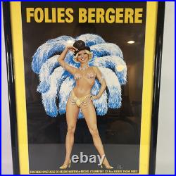 FOLIES BERGERE Vintage 1976 French Grande poster BLUE ASLAN 20 x 28 Framed
