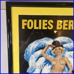 FOLIES BERGERE Vintage 1976 French Grande poster BLUE ASLAN 20 x 28 Framed