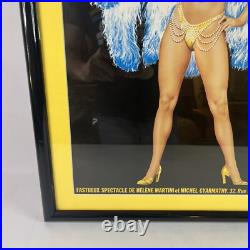 FOLIES BERGERE Vintage 1976 French Grande poster BLUE ASLAN 20 x 28 Framed
