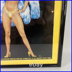 FOLIES BERGERE Vintage 1976 French Grande poster BLUE ASLAN 20 x 28 Framed