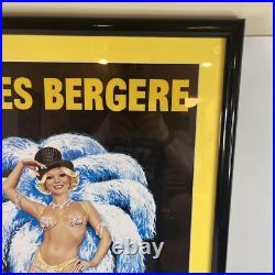 FOLIES BERGERE Vintage 1976 French Grande poster BLUE ASLAN 20 x 28 Framed