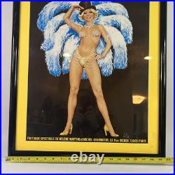 FOLIES BERGERE Vintage 1976 French Grande poster BLUE ASLAN 20 x 28 Framed