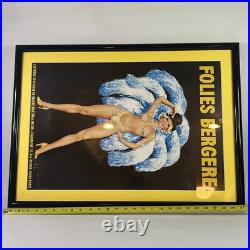 FOLIES BERGERE Vintage 1976 French Grande poster BLUE ASLAN 20 x 28 Framed