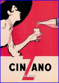 FRAMED cinzano vintage poster art print 50 x 70 bar memorabilia picture