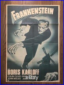 FRANKENSTEIN (1931) Vintage Original 1-Sheet Poster Boris Karloff on Rampage
