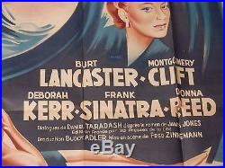 FROM HERE TO ETERNITY old Vintage LARGE Rare 1950s Movie Poster 63 x 47 Sinatra