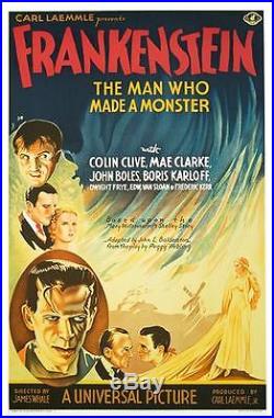 Frankenstein Vintage Movie Poster Lithograph Boris Karloff Hand Pulled S2 Art