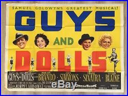 GUYS & DOLLS quad cinema film movie poster original vintage advertising Brando