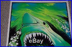 Great White SUPER SHARK Jaws Velva Flocked Blacklight Poster 1975 AA Sales