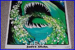 Great White SUPER SHARK Jaws Velva Flocked Blacklight Poster 1975 AA Sales