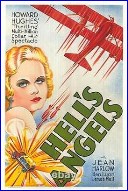 Hell's Angels Vintage Movie Poster Fine Art Lithograph Jean Harlow S2