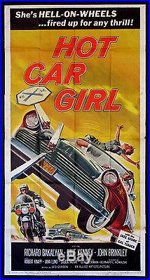Hot Car Girl Vintage Hot Rod Exploitation 56 Ford 1958 3-sheet Movie Poster