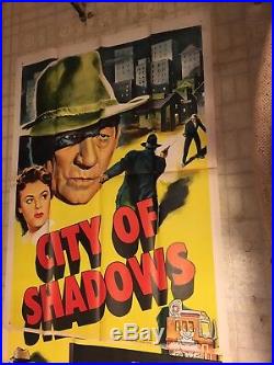 Huge Vintage City Of Shadows Film Noir Movie Poster 3 Sh