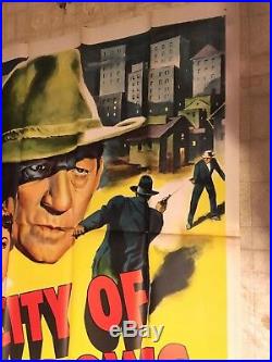 Huge Vintage City Of Shadows Film Noir Movie Poster 3 Sh