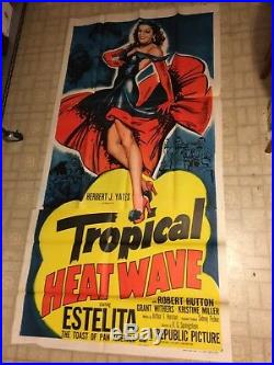 Huge Vintage Tropical Heat Wave Movie Poster 3 Sh Estelita Cuban Star