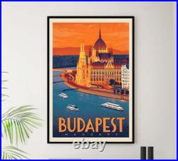 Hungary Budapest Vintage Travel Poster