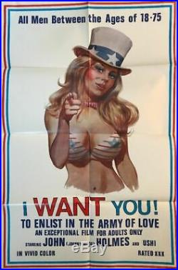 I Want You 1970 Ushi John Holmes Original Vintage Movie Poster SEXY! XXX RARE