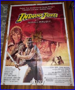 Indian Jones Temple of Doom French HUGE Original Movie Poster 47 x 63 Vtg