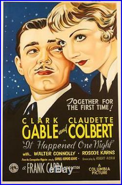 It Happened One Night Clark Gable Vintage Movie Poster Lithograph Hand Pulled S2
