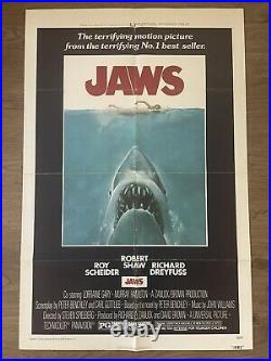 JAWS 1975 ORIGINAL FILM MOVIE POSTER 27x41 VINTAGE STEVEN SPIELBERG THEATER