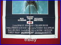 JAWS 1975 ORIGINAL MOVIE POSTER 27x41 VINTAGE STEVEN SPIELBERG E. T. HALLOWEEN
