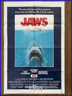 JAWS (1975) Vintage Original Unrestored Folded One-Sheet Poster VF+ CONDITION